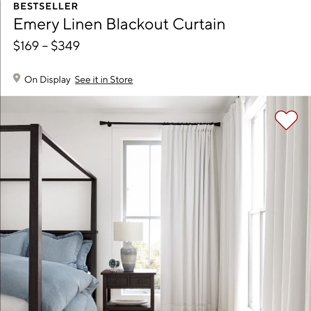 Emery White Blackout curtains SET OF 2 PANELS - Rings Included!